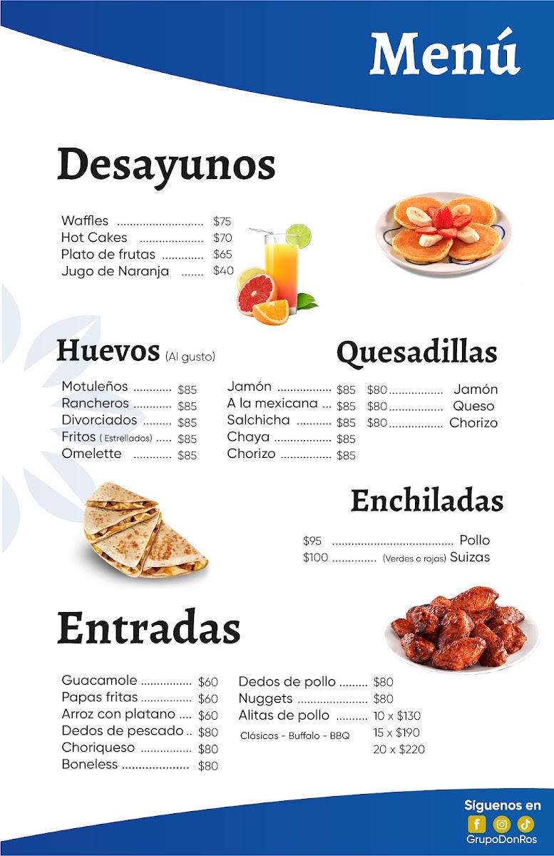 Don Ros Cabañas y Restaurante menu